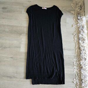 Organic John Patrick Women Merino Wool Dress Black Crewneck Staple Theory Size S